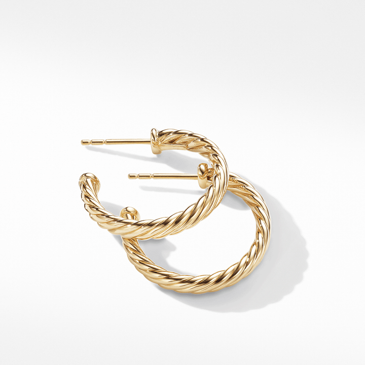 David Yurman Small Cablespira Hoop Earrings in 18k Yellow Gold