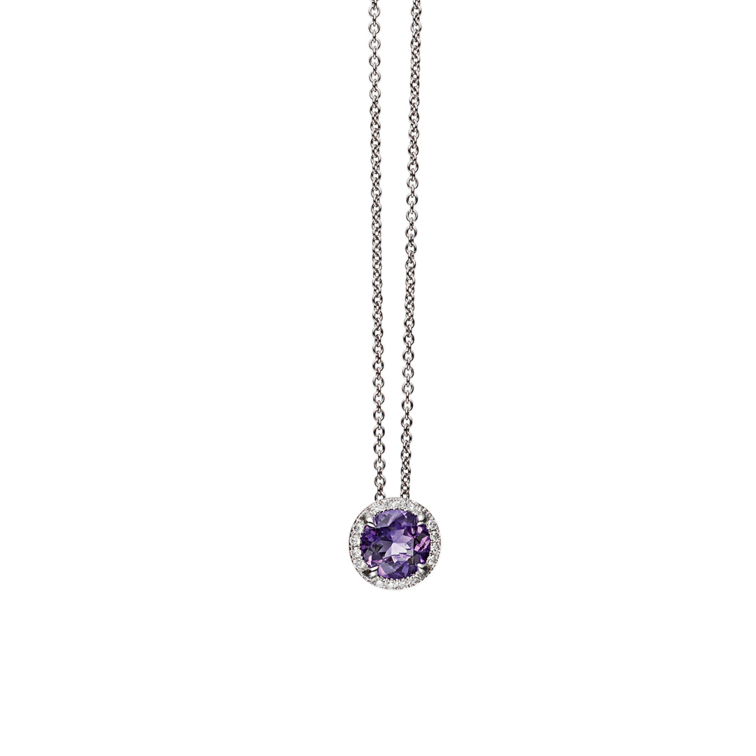 Lisette 18k Gold Amethyst 1.06 Total Weight and Diamond Pendant