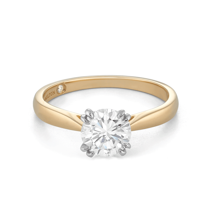 Hamilton Centennial Collection 18k Yellow Gold and Solitaire Engagement Mounting Ring For Round Diamond