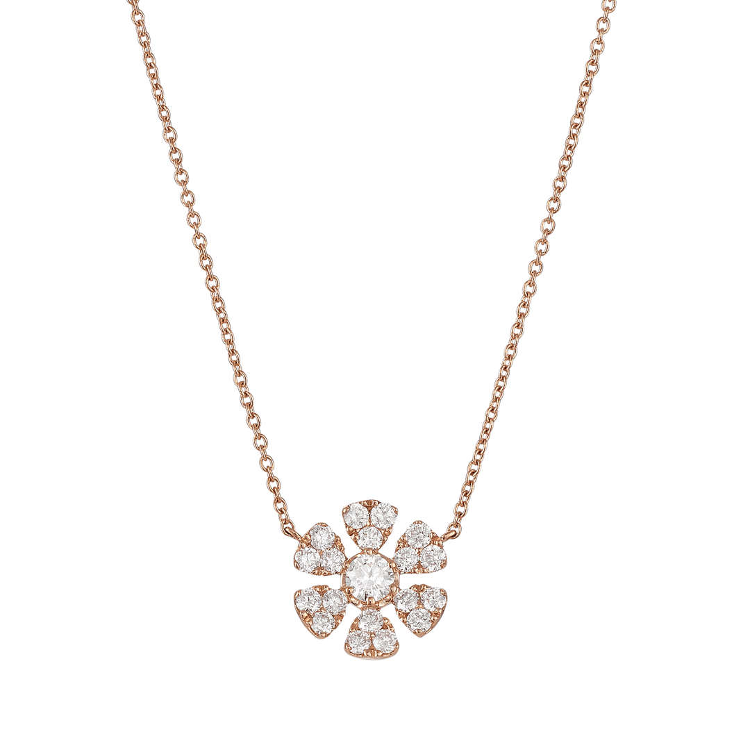 Fleur 18k Rose Gold and Diamond Pendant