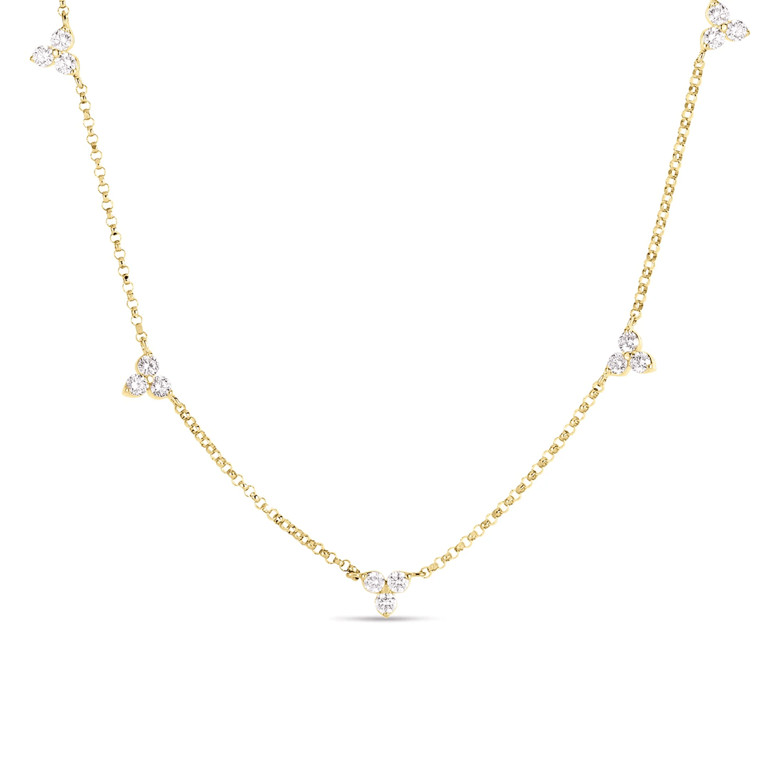 Roberto Coin Diamond By the Yard Five Station Flower 17 Inch Necklace