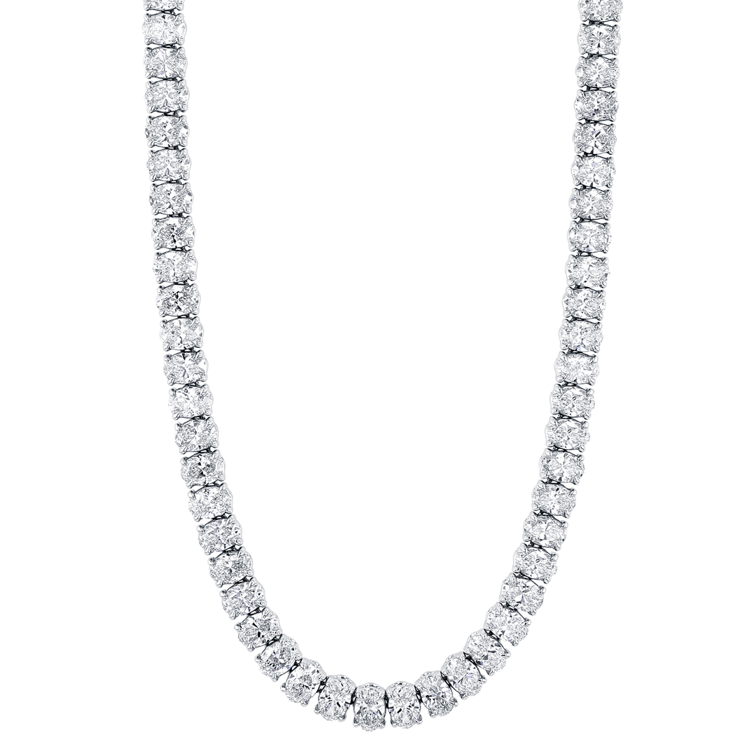 Private Reserve Platinum and Oval Diamond 31.05 Total Weight Necklace