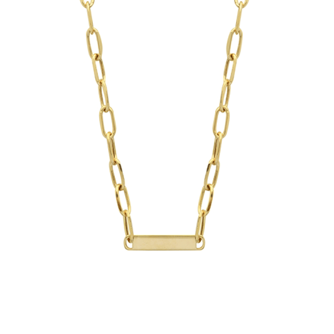 14k Yellow Gold ID Bar Necklace