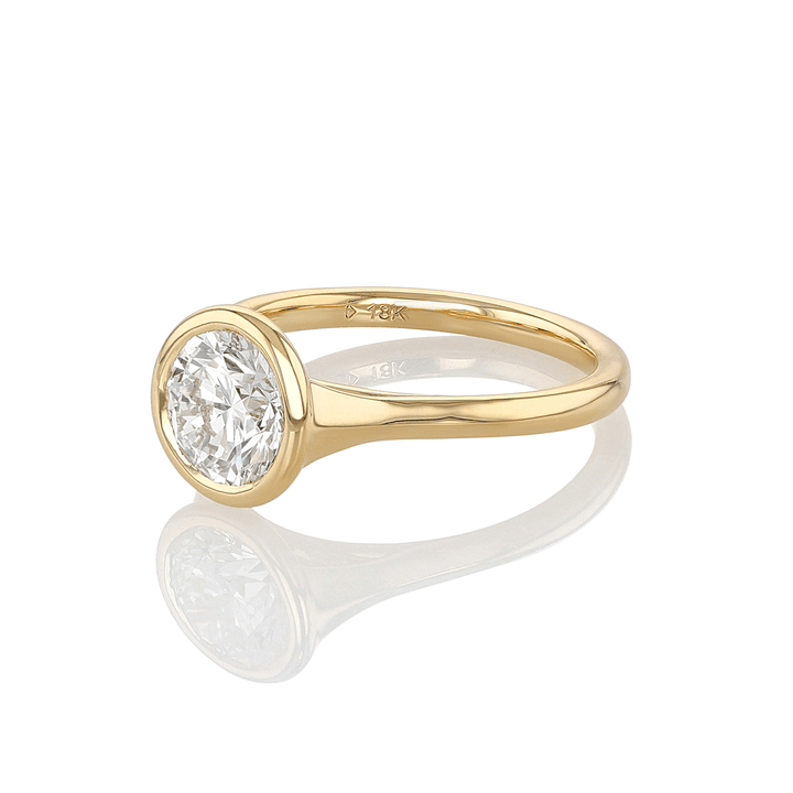 18k Yellow Gold and 1.51 Total Weight Diamond Bezel Ring