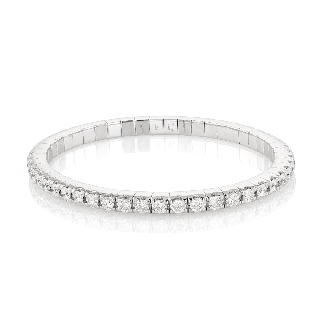18k White Gold and Diamond 4.75 Total Weight Stretch Btacelet