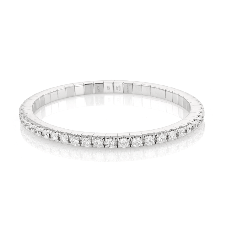 18k White Gold and Diamond 4.75 Total Weight Stretch Btacelet