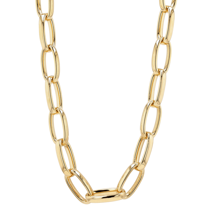 18k Yellow Gold 18 inch 14mm Oval Link Chain