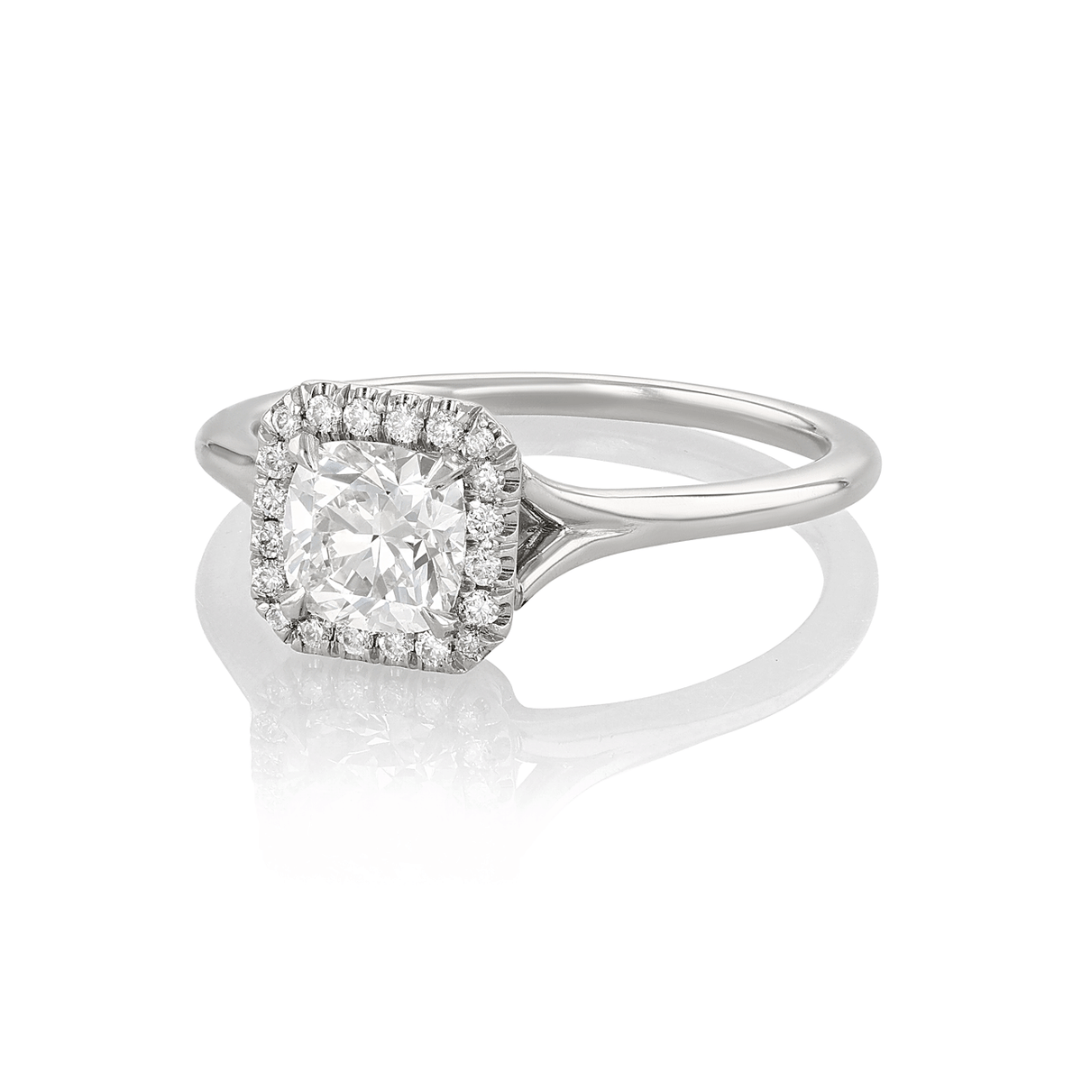 Hamilton Lisette Collection Platinum and 0.72 Total Weight Cushion Diamond Engagement Ring