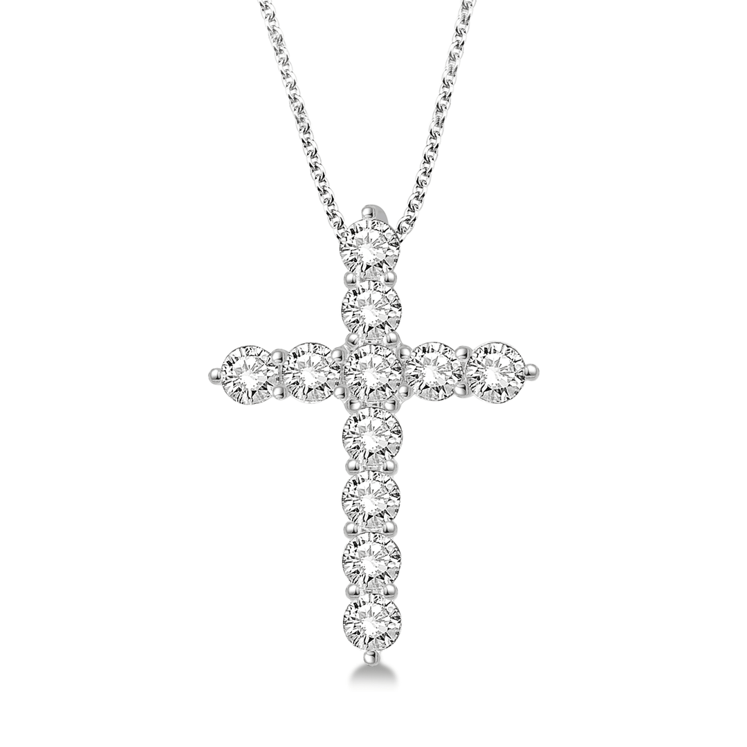 14k Gold and Diamond 2.00 Total Weight Cross Pendant