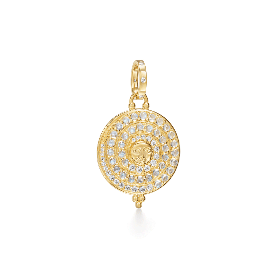 Temple St. Clair 18k Yellow Gold Lunar Glow Blue Moonstone and Diamond Pendant