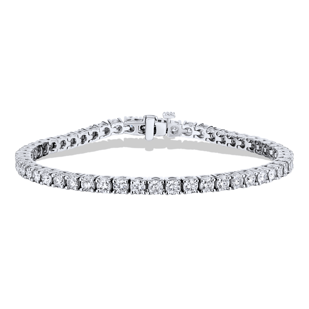 18k White Gold and 5.30 Total Weight Diamond Line Bracelet