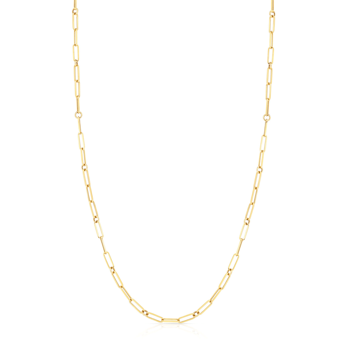 Robert Coin Designer Yellow Gold Paperclip and Round Link Chain 17 Inch Necklace