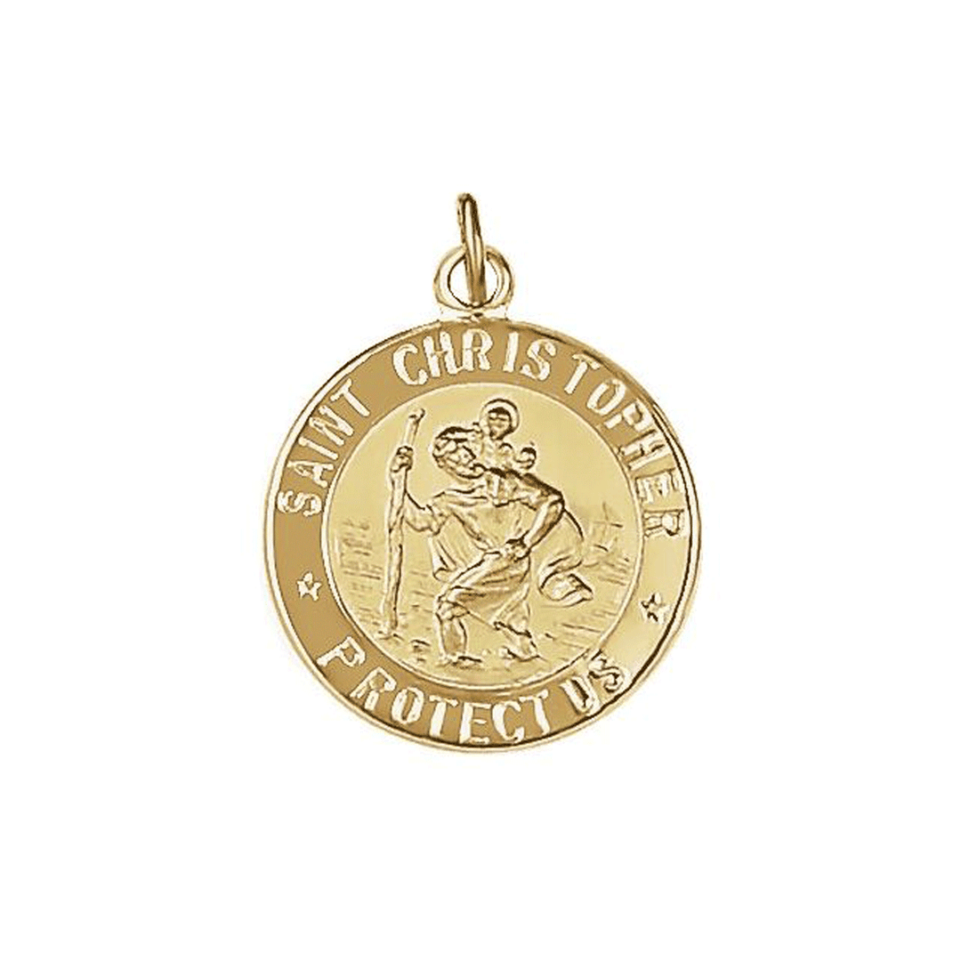 14k Yellow Gold St. Christopher 15mm Pendant