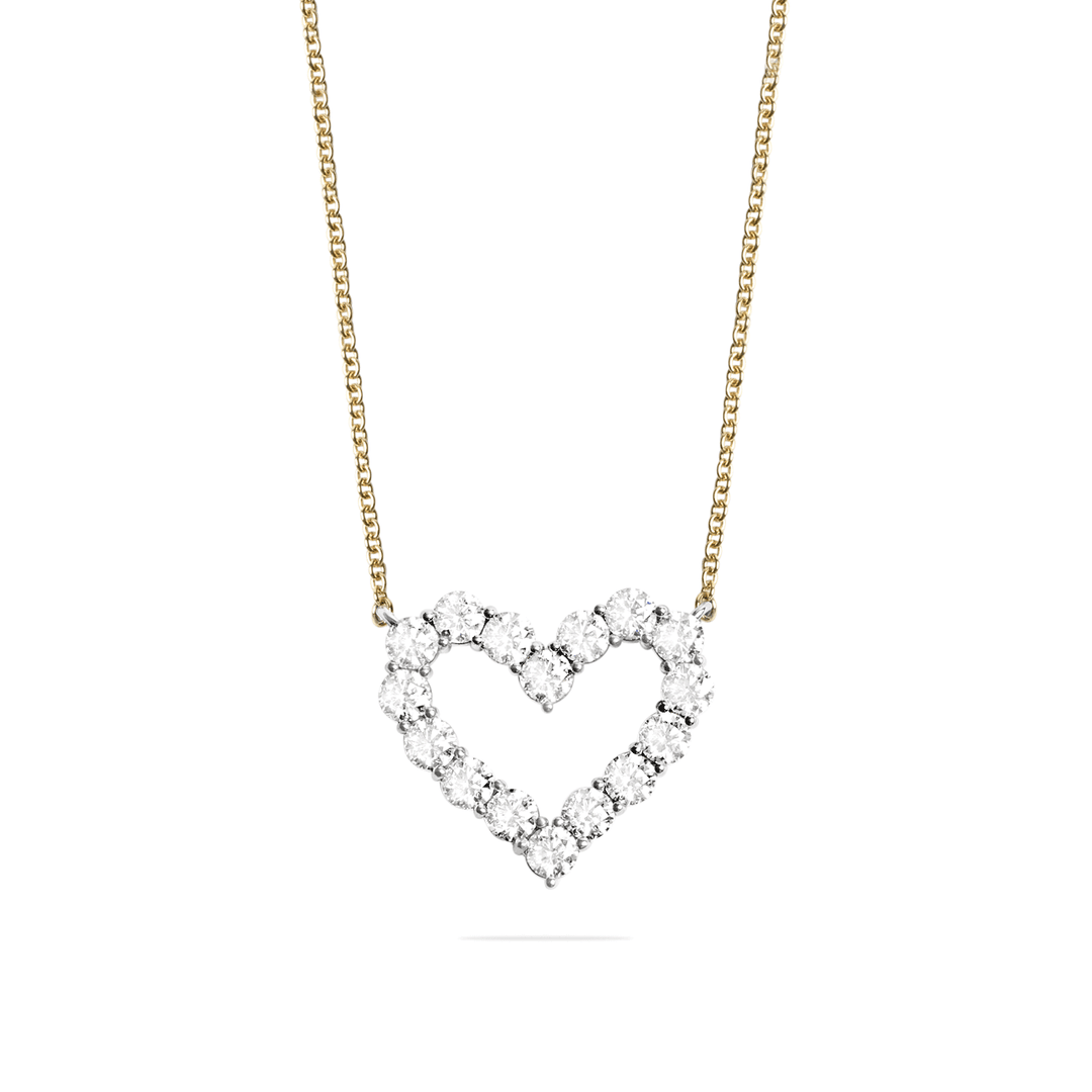 18k Gold and Diamond 4.00 Total Weight Heart Necklace