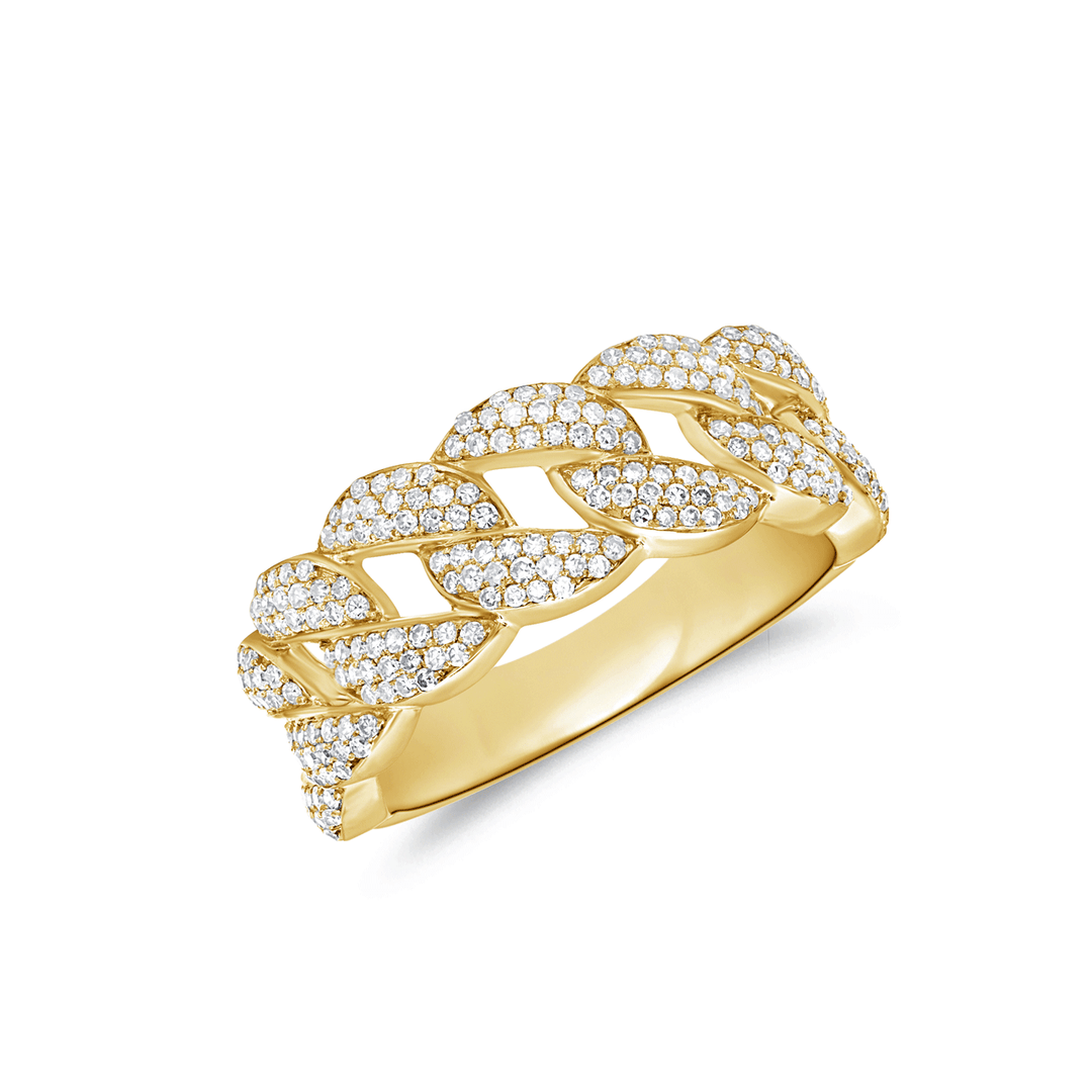 14k Gold and Diamond .53 Total Weight Link Ring
