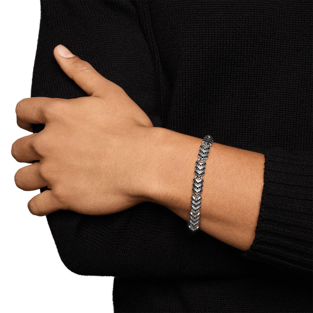 David Yurman Chevron Link Bracelet Sterling Silver, 7.6mm Medium
