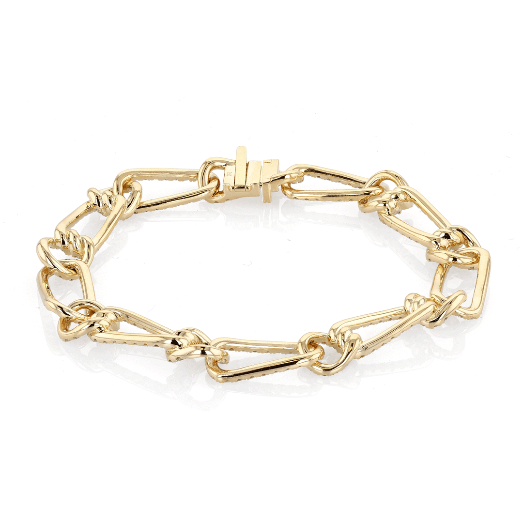 18k Yellow Gold and 4.35 Total Weight Diamond Link Bracelet