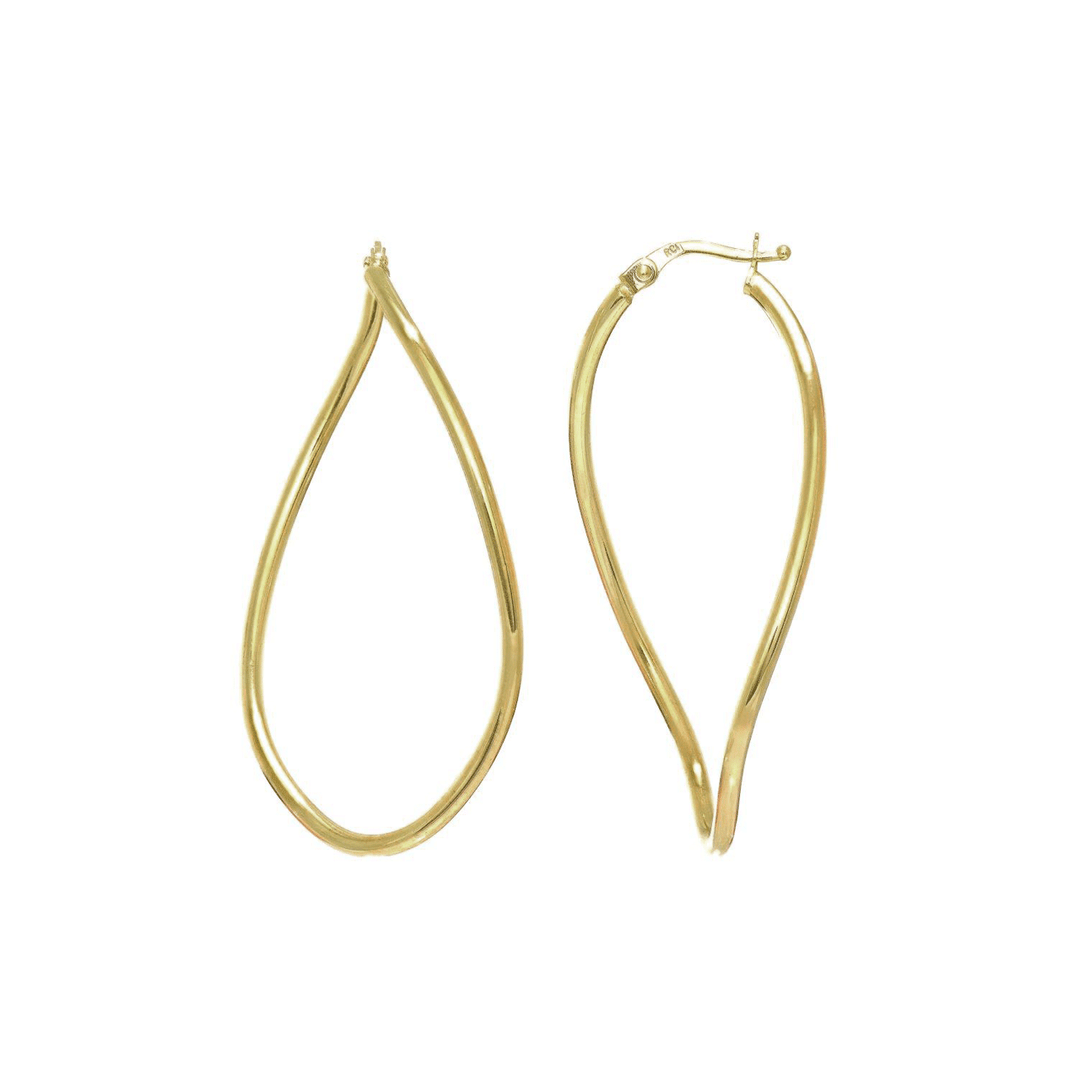 14k Gold Twist Oval Hoop Earrings