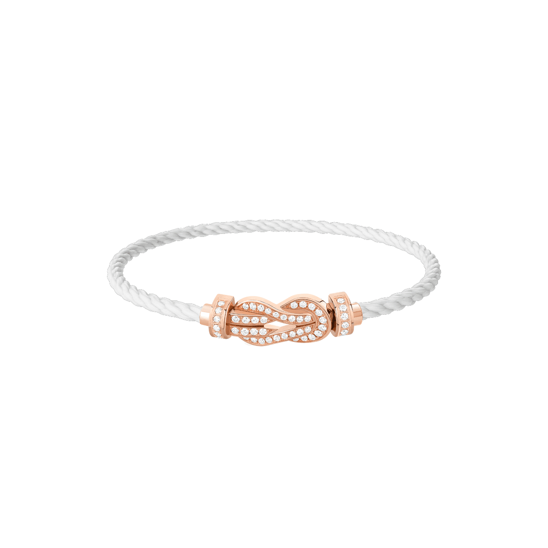 FRED White Cord 18k Rose Gold MD Full Diamond Chance Infinie Buckle, Exclusively at Hamilton Jewelers