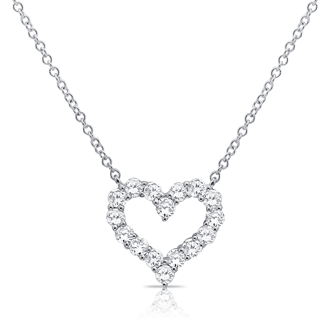 Hamilton Love Collection 14k White Gold and Diamond Heart Necklace
