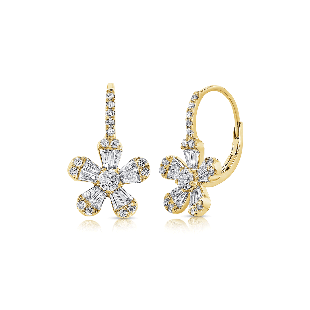 Hamilton Fleur Collection 14k Yellow Gold and Diamond Drop Earrings