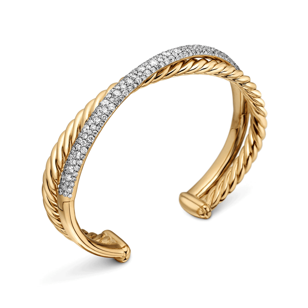 David Yurman Pavé Crossover Two Row Cuff Bracelet  Medium