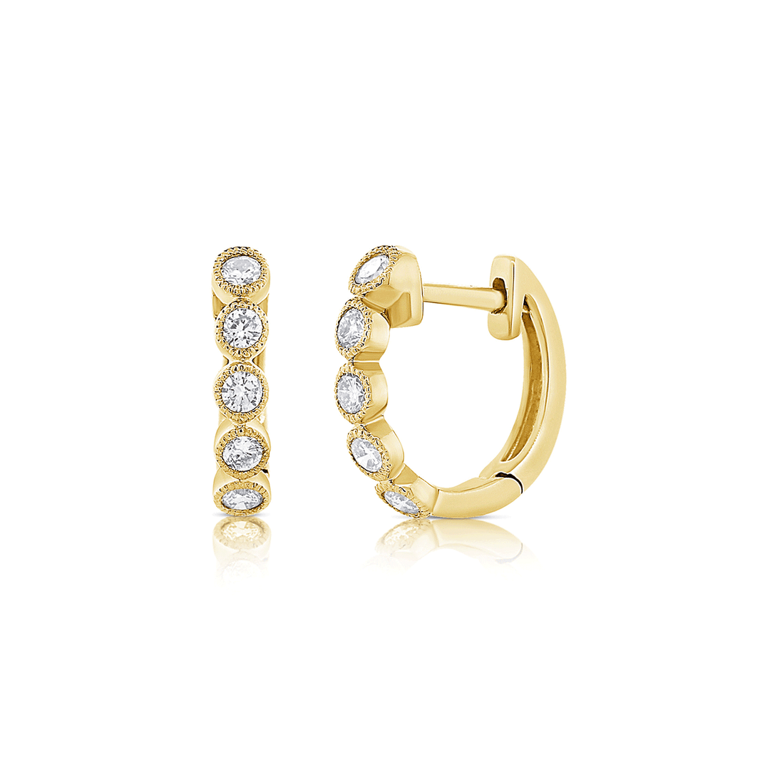 14k Yellow Gold and 0.29 Total Weight Diamond Huggies