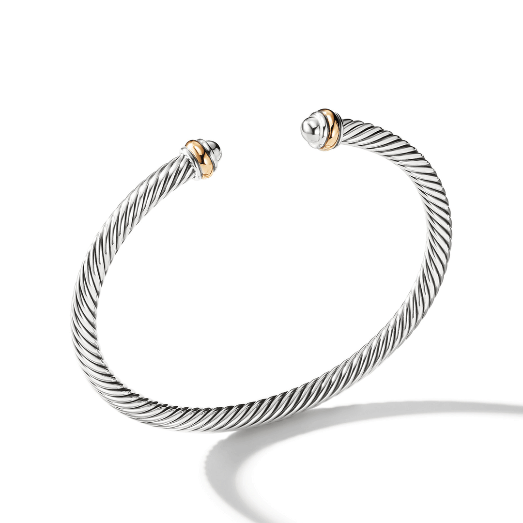 David Yurman Classic Cable Bracelet Sterling Silver with 18k Yellow Gold, 4mm