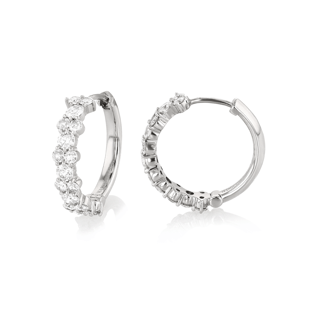 Radiance 18k White Gold and 2.65 Total Weight Diamond Hoops