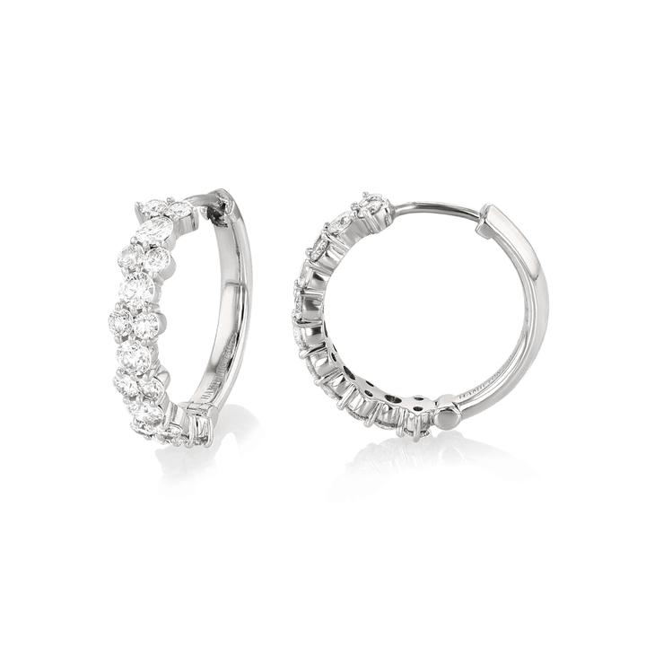 Radiance 18k White Gold and 2.65 Total Weight Diamond Hoops