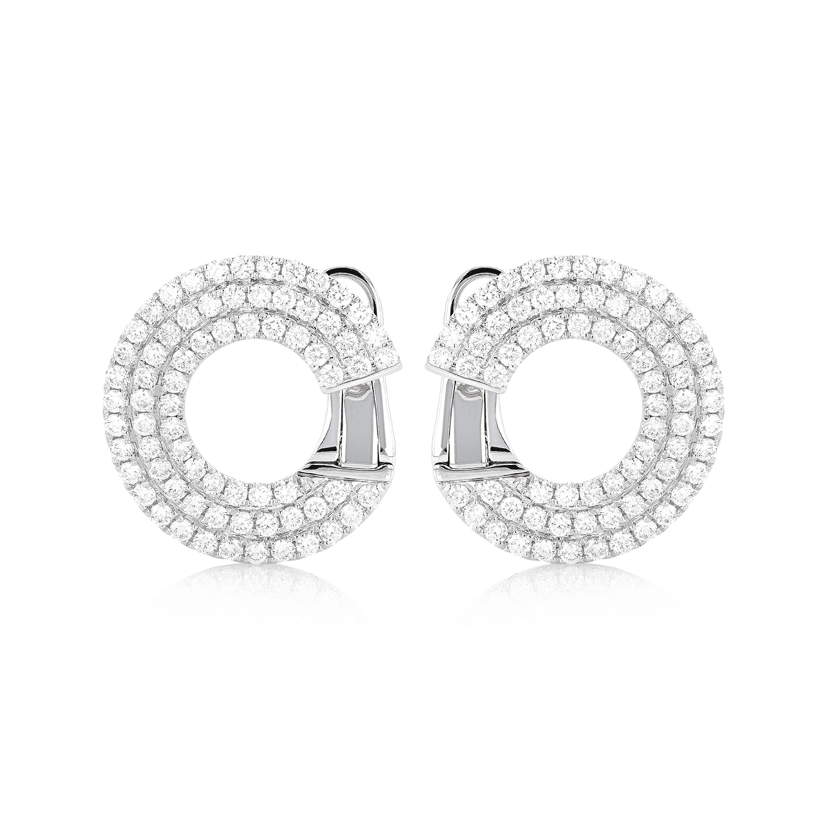 18k White Gold and Diamond 2.04 Total Weight Spiral Hoops