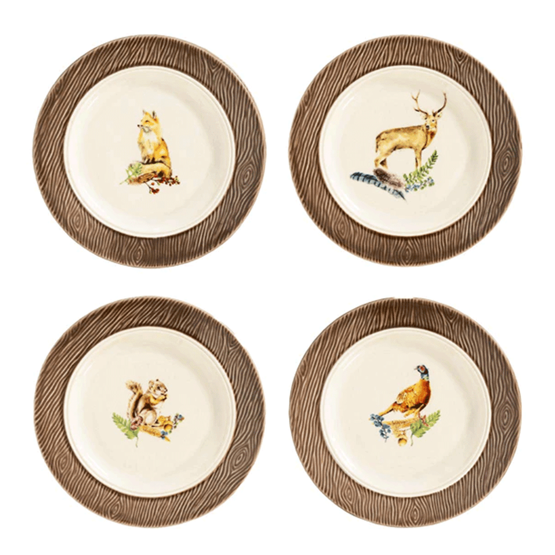 Juliska Forest Walk Dessert/Salad Plate, Assorted Set of 4