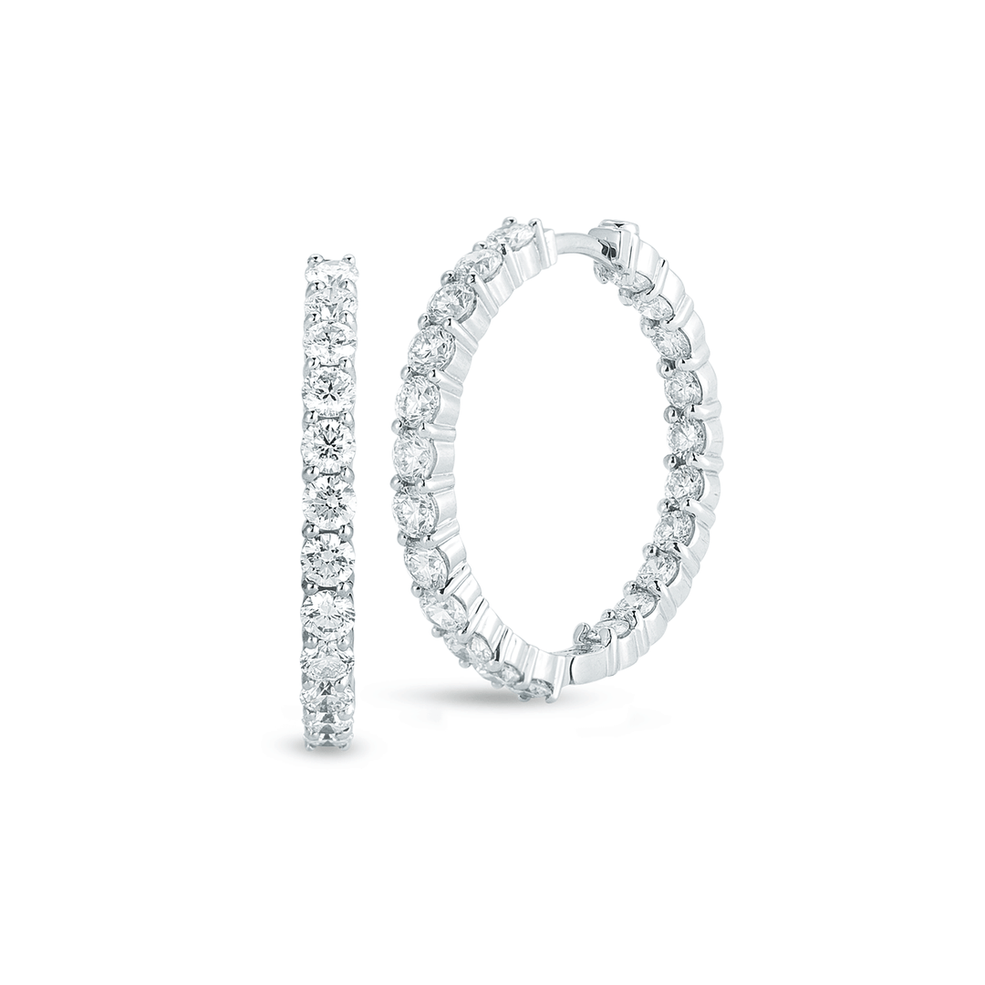 Roberto Coin Perfect Diamond Hoops 18k White gold 28mm Hoops