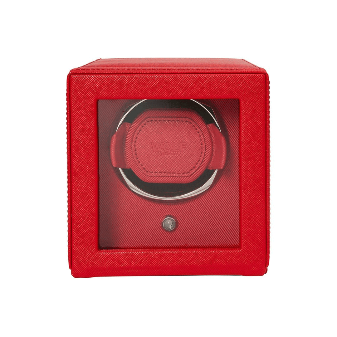 Wolf Designs Cub Single Watch Winder with Cover Red