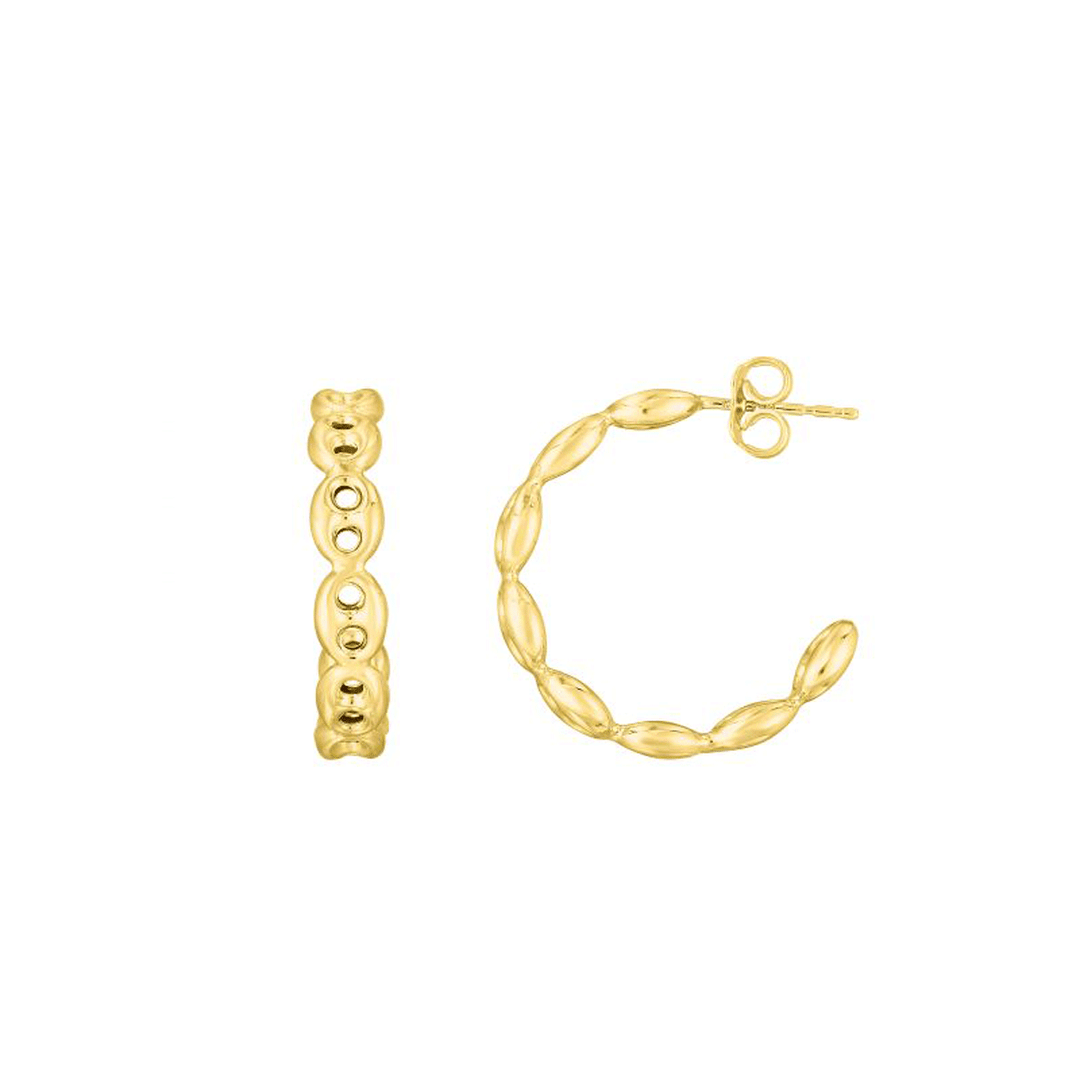 Hamilton Collection 14k Yellow Gold Puffed Mariner Hoops