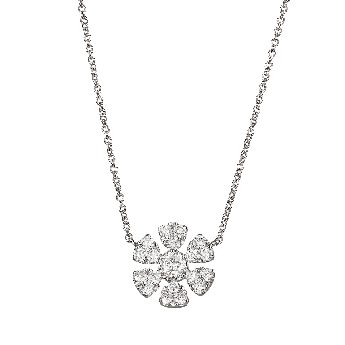Fleur 18k White Gold &amp; .41ct Diamond Pendant