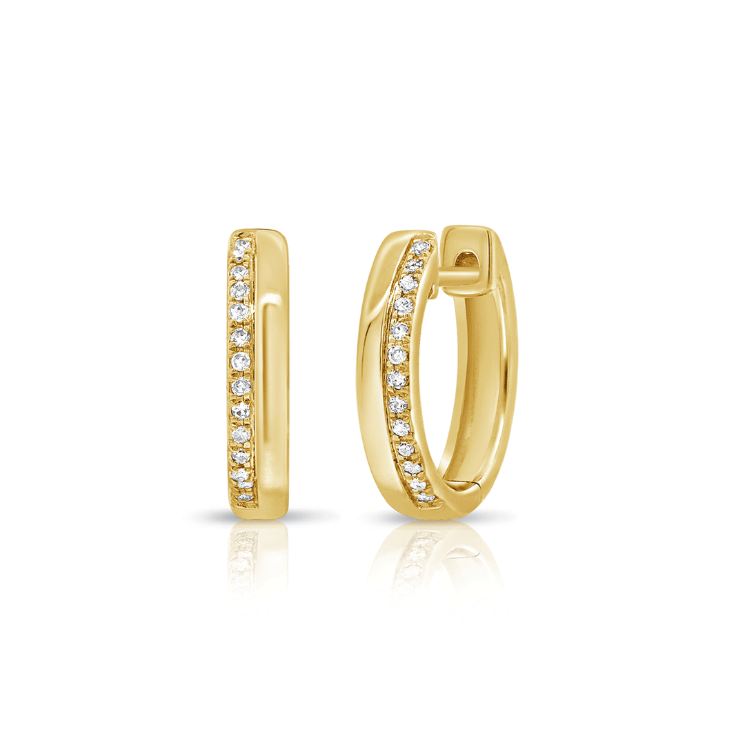 14k Yellow Gold and 0.07 Total Weight Diamond Huggies