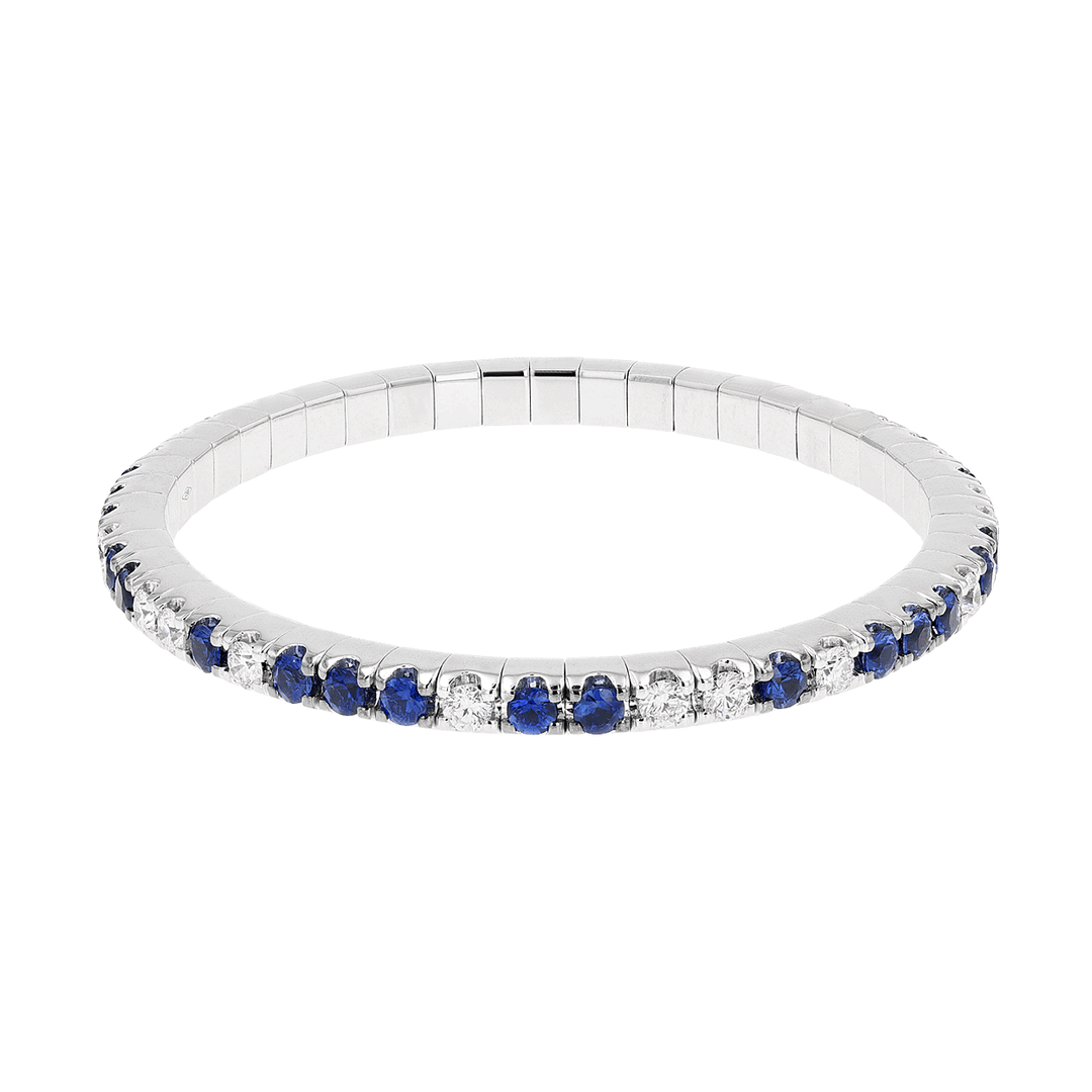 18k Gold Diamond and Sapphire 3.47 Total Weight Stretch Bracelet