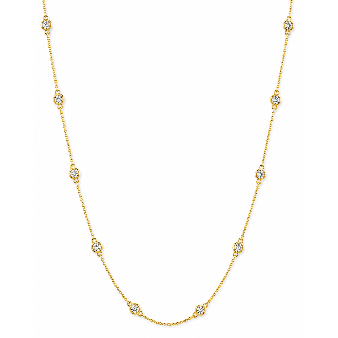 14k Yellow Gold and .93 Total Weight Diamonds By The Yard 18 Inch Necklace