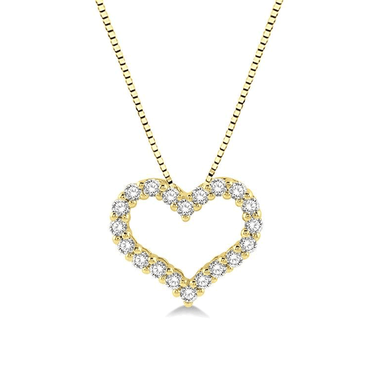 14k Yellow Gold Heart and Diamond .25 Total Weight Pendant