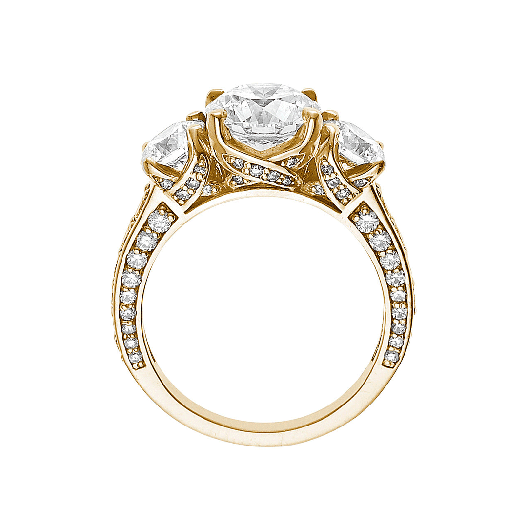 Hamilton 1912 Collection 18k Yellow Gold and 1.09 Total Weight Three Stone Diamond Engagement Mounting Ring
