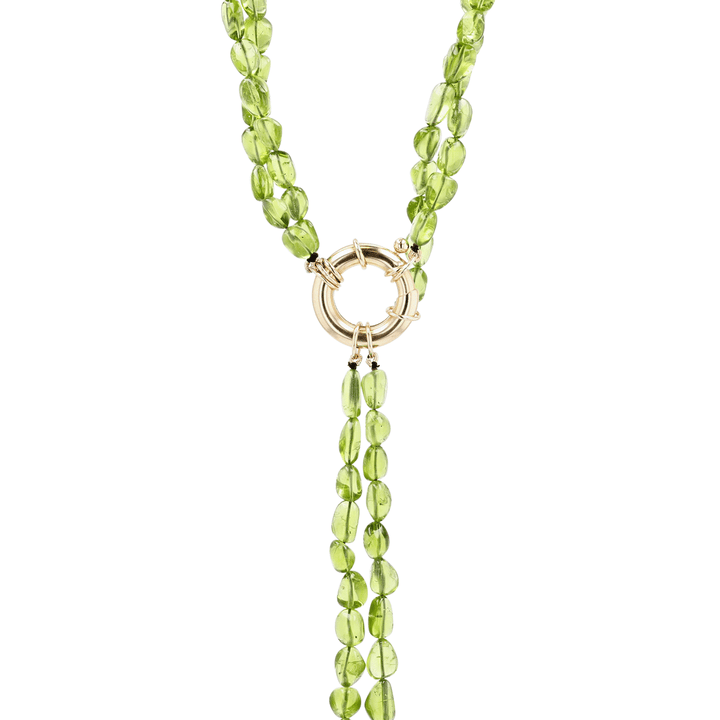 14k Yellow Gold and Peridot Bead Three strand Necklace