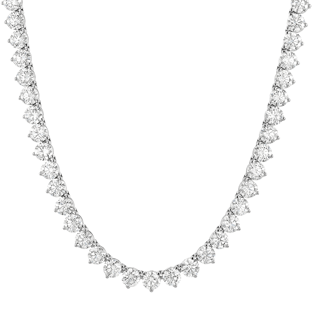 Hamilton Line Collection 18k White Gold and 29.69 Total Weight Natural Diamond Line 17 Inch Necklace