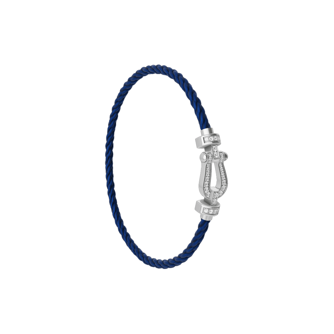 FRED Navy Cord Bracelet with 18k White Diamond MD Buckle,Exclusively at Hamilton Jewelers