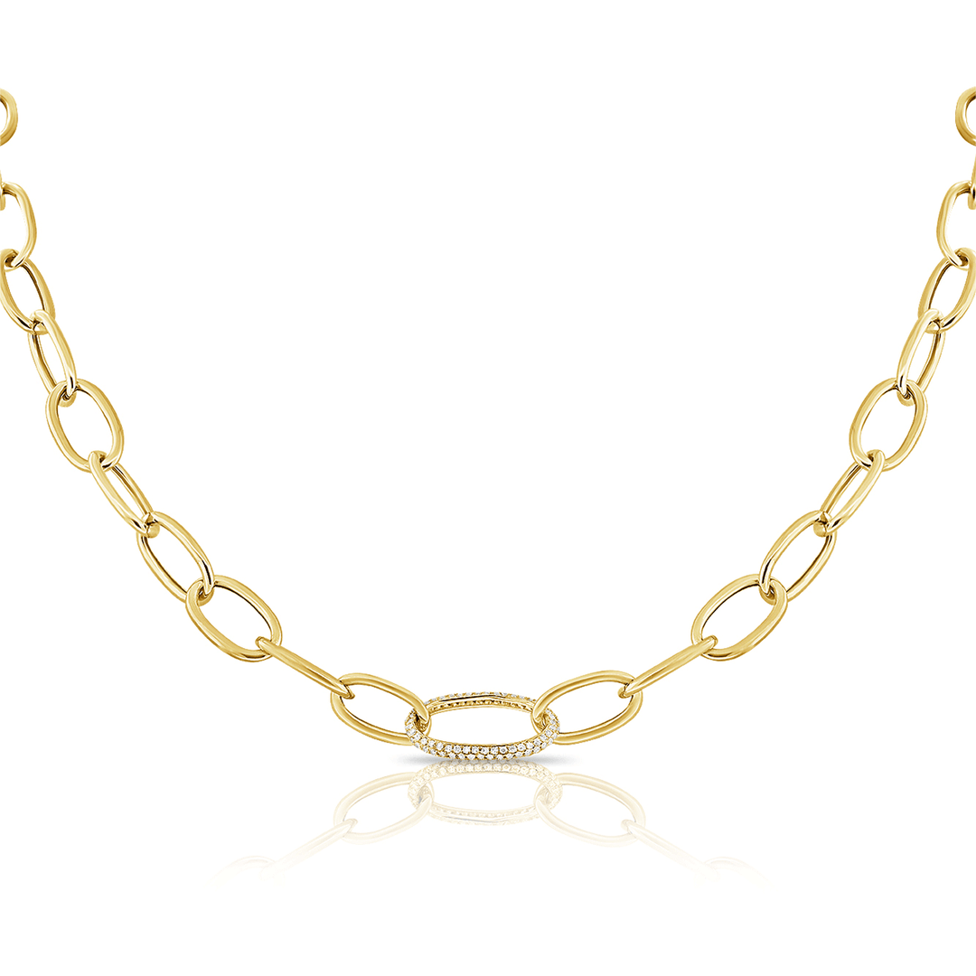 14k Yellow Gold and 0.40 Total Weight Diamond Link Chain