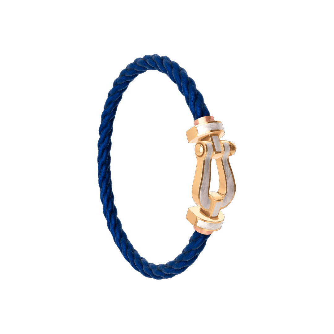 FRED Navy Cord Bracelet with 18k Mother of Pearl LG Buckle, Exclusively ay Hamilton Jewelers