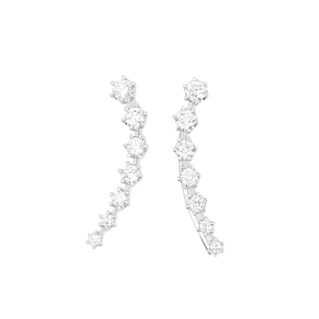 Joyful 18k White Gold .60 Total Weight Diamond Ear Climbers