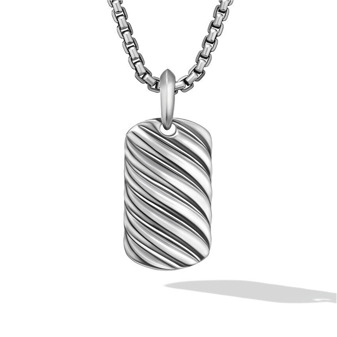 David Yurman Sculpted Cable Tag in Sterling Silver