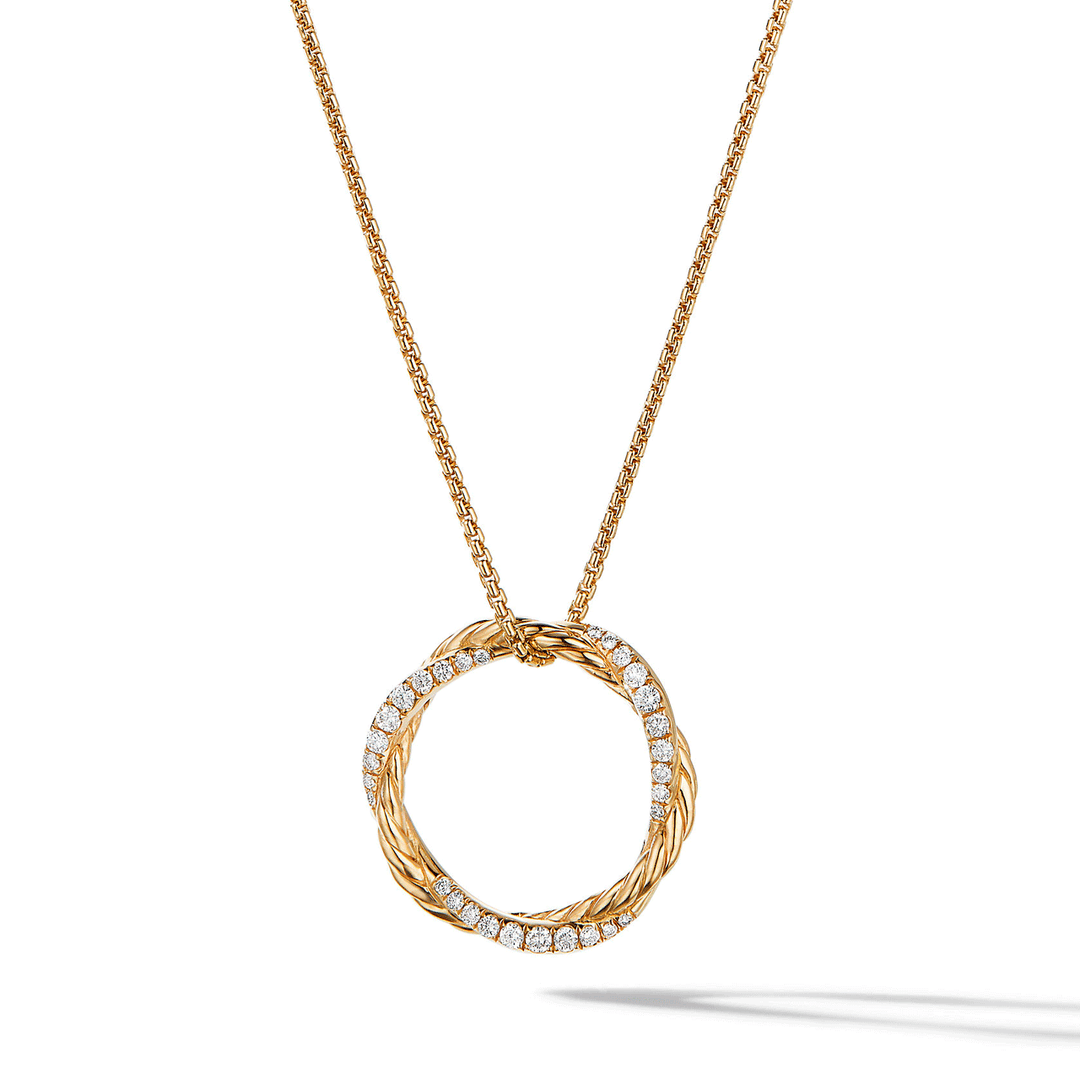 David Yurman Petite Infinity Necklace in 18k Yellow Gold with Pavé Diamonds