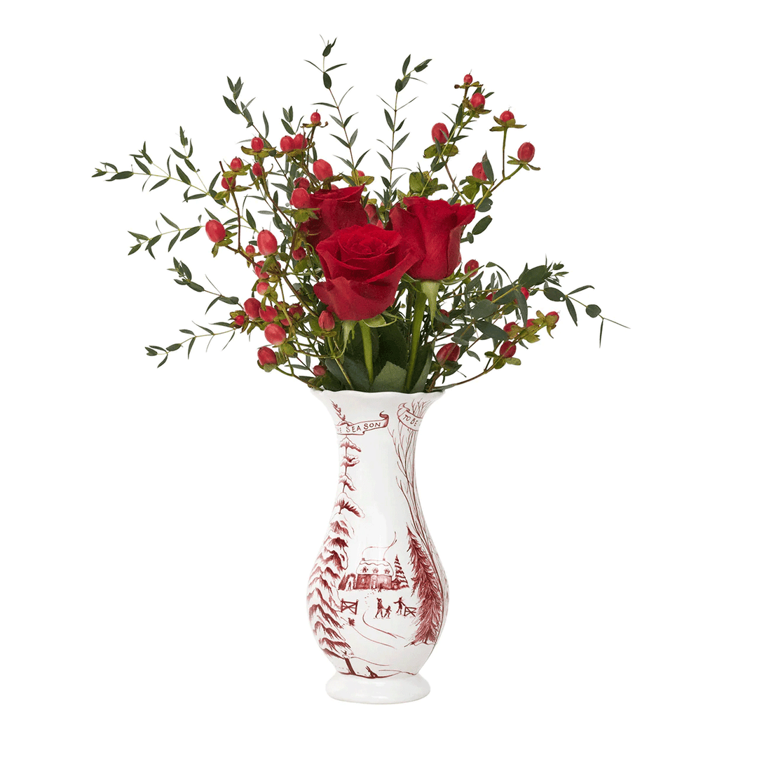 Juliska  Country Estate Winter Frolic 9" Vase - Ruby
